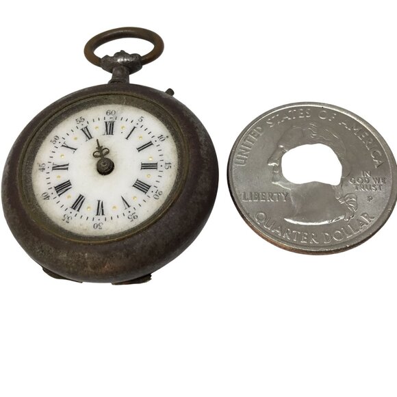 Antique Swiss Pocket Watch Case Locket Keepsake Relic Late 1800s Steampunk Parts - Picture 10 of 13